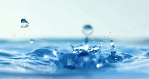 Water Droplets Impacting Serene Surface