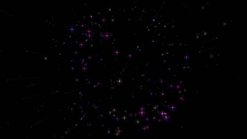 Magical Particle Burst with Twinkling Stars and Geometric Elements