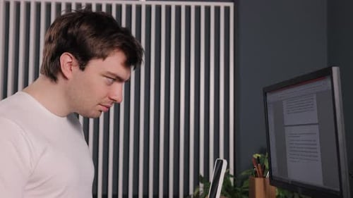 Writing Digitally Desk View Office Standing