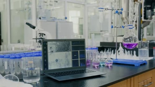 Modern Laboratory with Scientific Equipment and Laptop