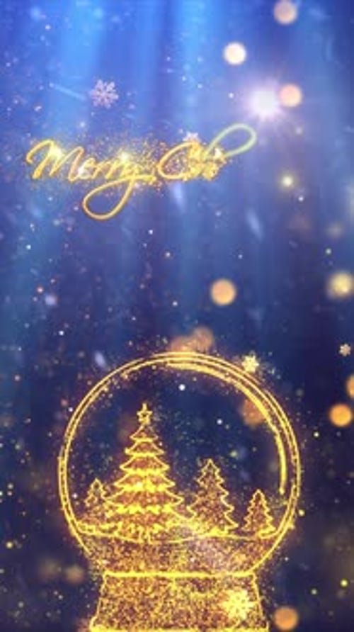 Sparkling Merry Christmas Snow Globe Vertical Title Animation