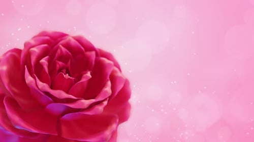 Elegant Red Rose with Pink Sparkling Background Animation