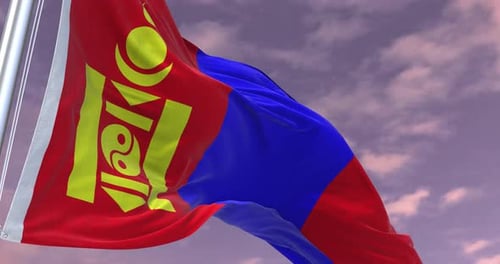 Realistic Mongolian Flag Waving Animation