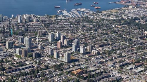 North Vancouver, BC: Aerial Cityscape and Harbor View