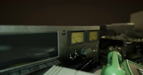 Vintage Audio Equipment on Display at a Retro Electronics Store