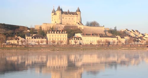 The Chateau de Saumur on the banks of the Loire river in France.