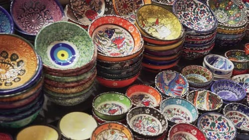 Colorful bowls at the Grand Bazaar in Istanbul, Turkey