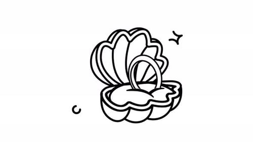 Animated Ring in a Seashell: A Simple Line Art Illustration