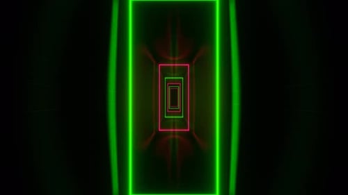 Green And Pink Neon Frames Corridor Background Vj Loop In 4K