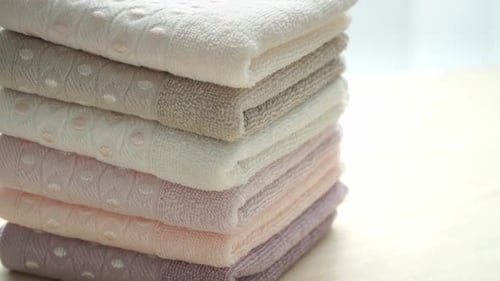 Stack of Clean Folded Towels at Home
