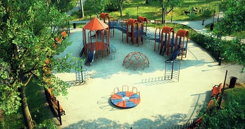 Colorful Playground Equipment in a Well Maintained Park on a Sunny Day