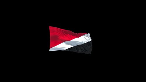 Realistic Waving Flag with Red White and Black Colors