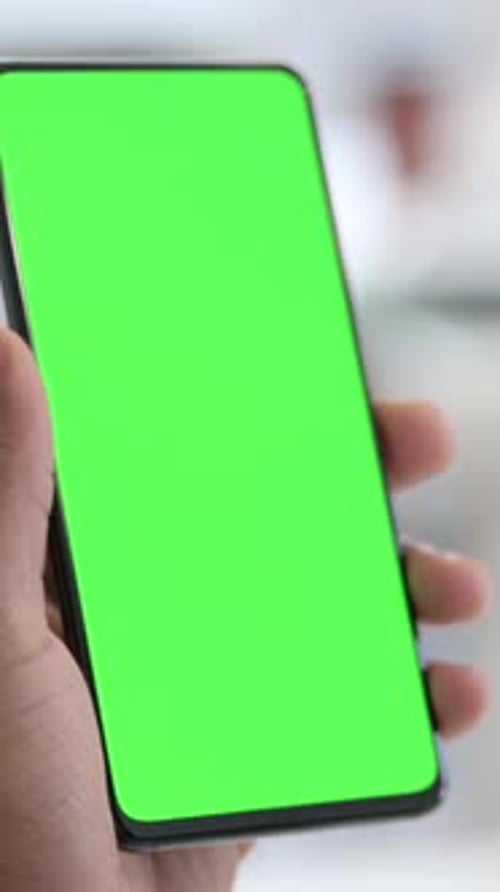 Using Smartphone with Mock Up Chroma Key Screen, Vertical Video