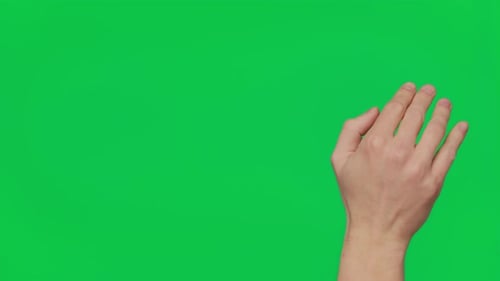 Male Hand Touching Clicking Tapping Sliding and Swiping on Chroma Key Green Screen Background