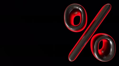 3D Animated Percentage Symbol with Glowing Red Outline