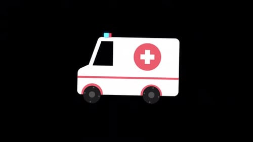 Cartoon Ambulance Car On Alpha Channel
