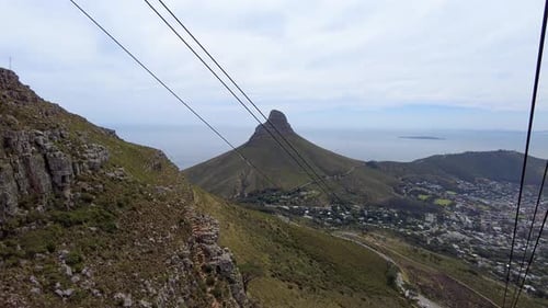 A Cityscape Vista From Table Moutain Cable Car In Cape Town, South Africa. POV
