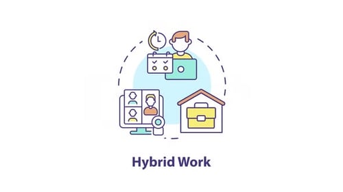 Hybrid work concept icon animation