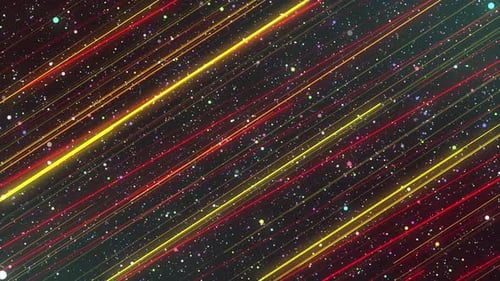 Abstract Glowing Diagonal Lines with Sparkling Particles Background