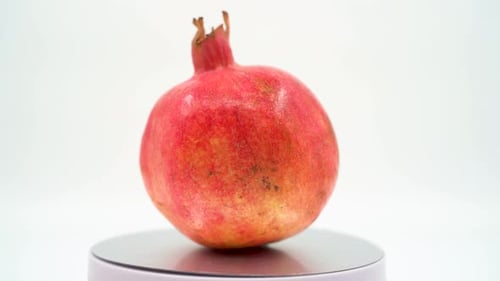 Pomegranate close up on white background isolated 4K