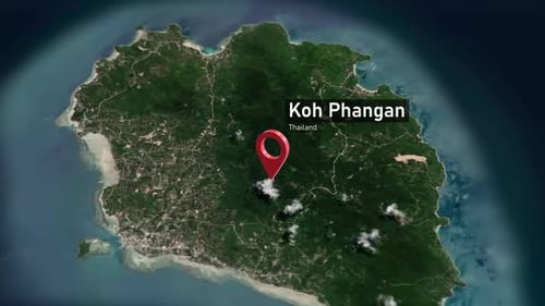 Koh Phangan Island Map Zoom (Thailand) from Space to Earth
