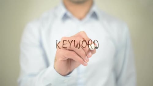 Keyword, Man Writing on Transparent Screen