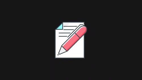 Animated Document with Writing Pen Icon