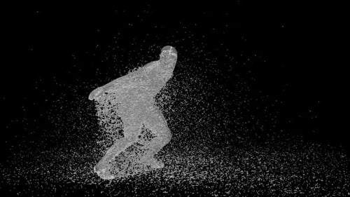 Abstract Water Human Figure Disintegrating and Reforming Animation