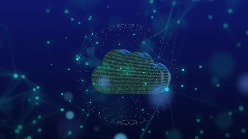 Animated Digital Cloud Network with Global Data Connections