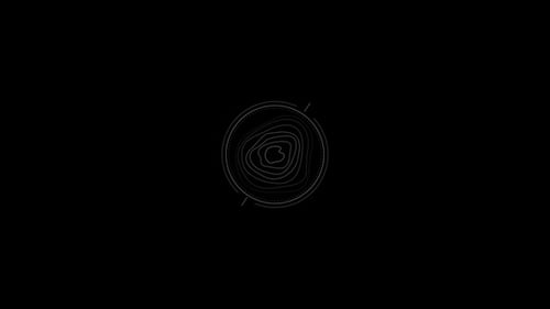 Animation en boucle d'un contour topographique dans un élément HUD circulaire