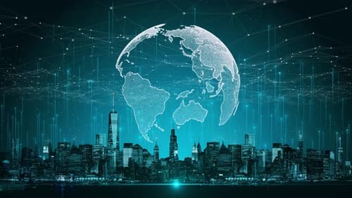 Modern City Scape Wireless Network Connection Technology Concept Social Media Networking Systems