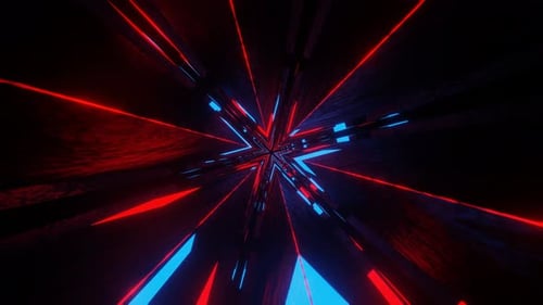 Red And Blue Neon Glow Hex Star Backgriund Vj Loop In 4K