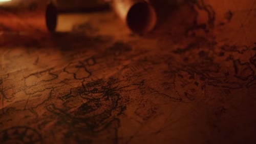 Close Up of a Old Vintage Map with Countries and Continents