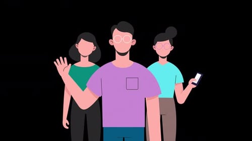 Flat Design Animated Diverse People Waving