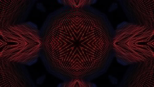 Abstract Red Glowing Particle Kaleidoscope Tunnel Loop