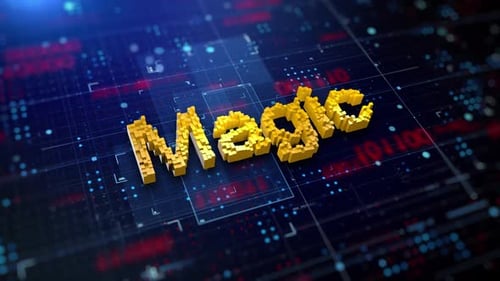 Digital Magic Text Reveal in Futuristic Pixel Grid Style