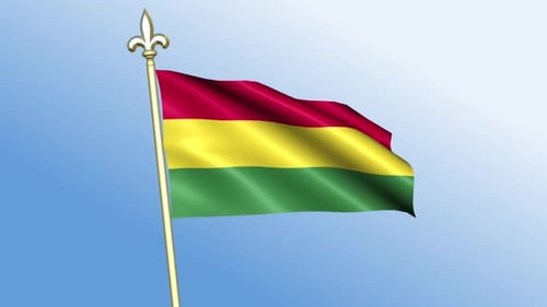 Animated National Flag Waving on Golden Pole