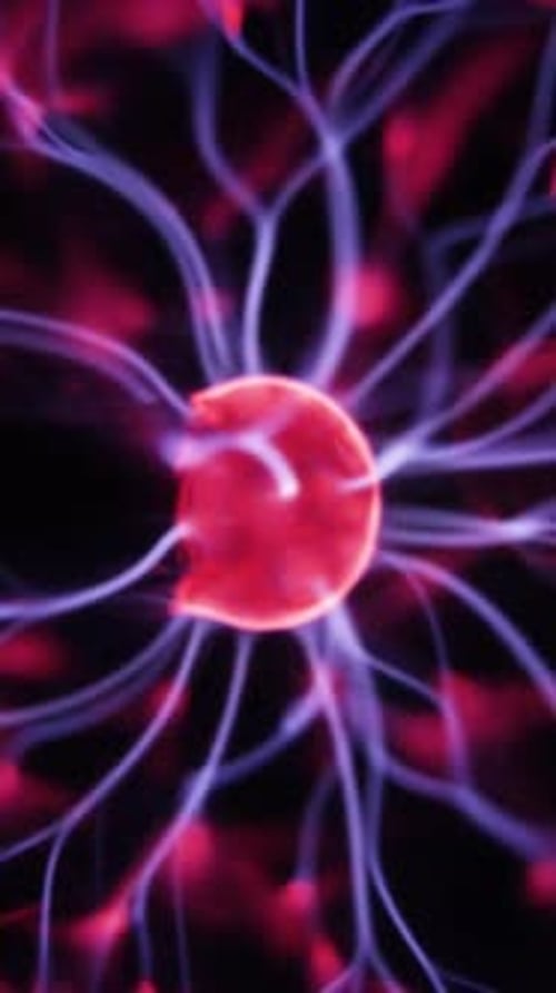 Close Up View of Plasma Ball with Many Energy Rays Inside Vertical Video