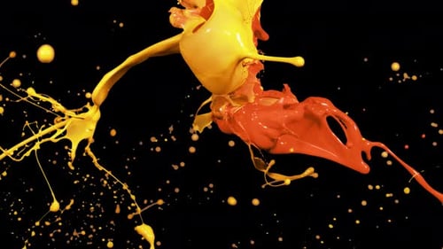 Yellow and Orange Dynamic Paint Splashes Transition