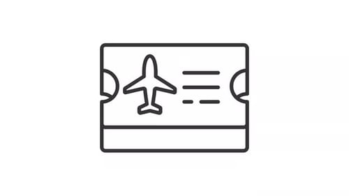 Simple thin line black animation of air ticket icon
