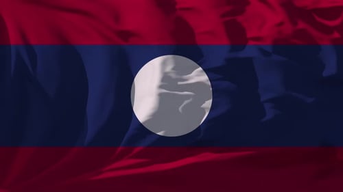 Realistic Laos Flag Waving Seamless Loop Animation