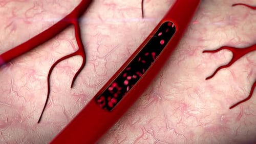 Blood Cells Flowing in Red Artery Medical Animation