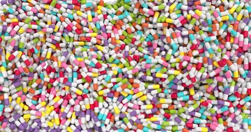 Animated Colorful Pills Abstract Medical Background