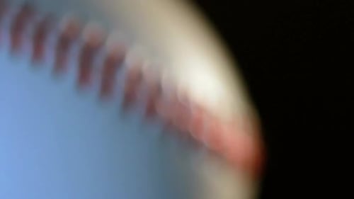 Baseball. White Base Ball Ball with Red Seam Closeup. Sport Ball Close