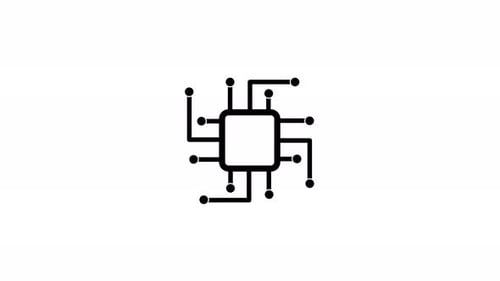 Computer processor with microcircuits CPU icon isolated on white background