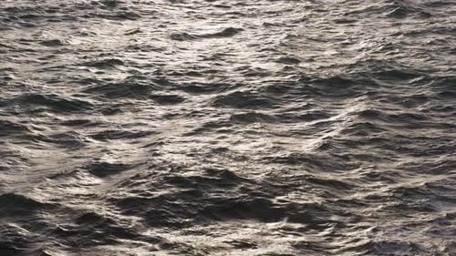 Sunlight reflecting on the rippling surface of a vast, dark ocean, capturing the endless motion of w