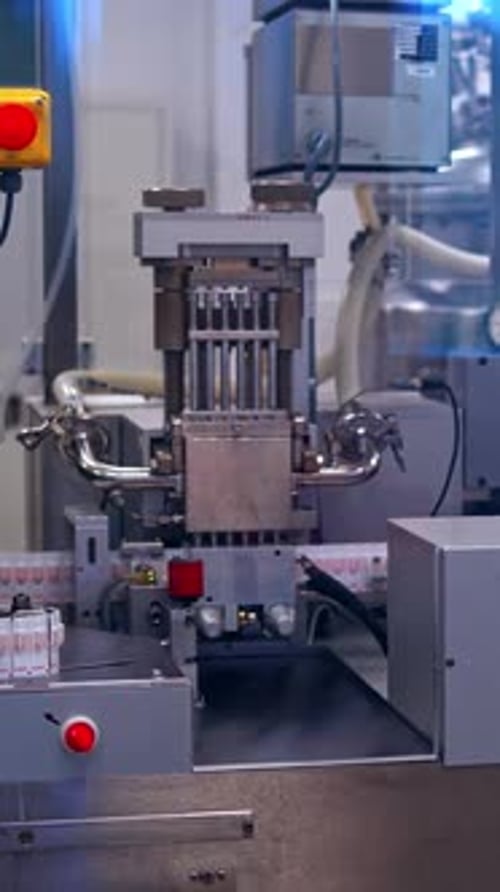 Factory for production of medicines. Pharmaceutical medicine pill machine