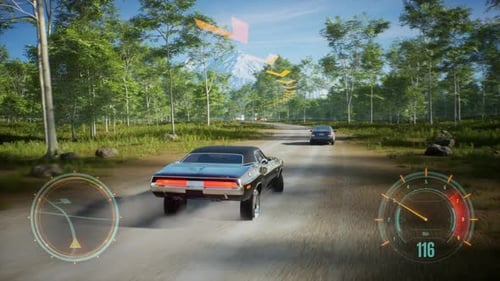 Racing Car POV Head-Up Display Interface Animation