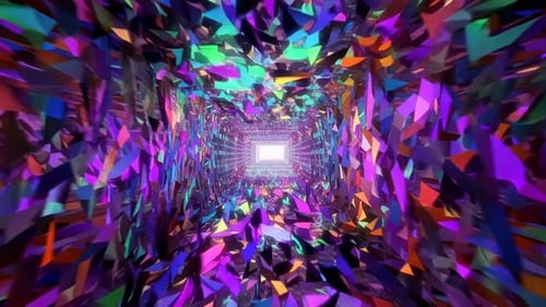 Colorful Low Poly Geometric Shard Tunnel VJ Loop