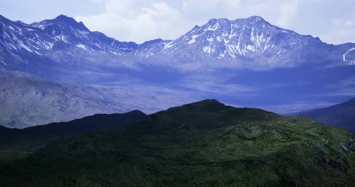 Majestic Mountain Landscape Showcases Rugged Terrain and Distant Peaks